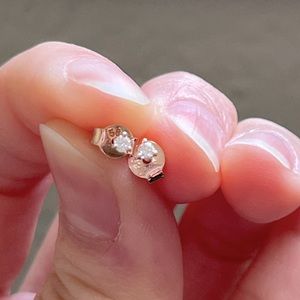 14k solid rose gold diamond earrings.